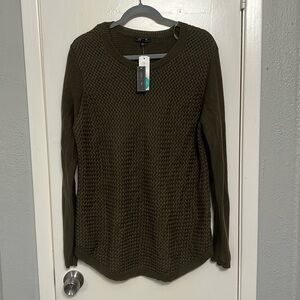 Olive green sweater with elbow patches. NWT Lety & Me- Large